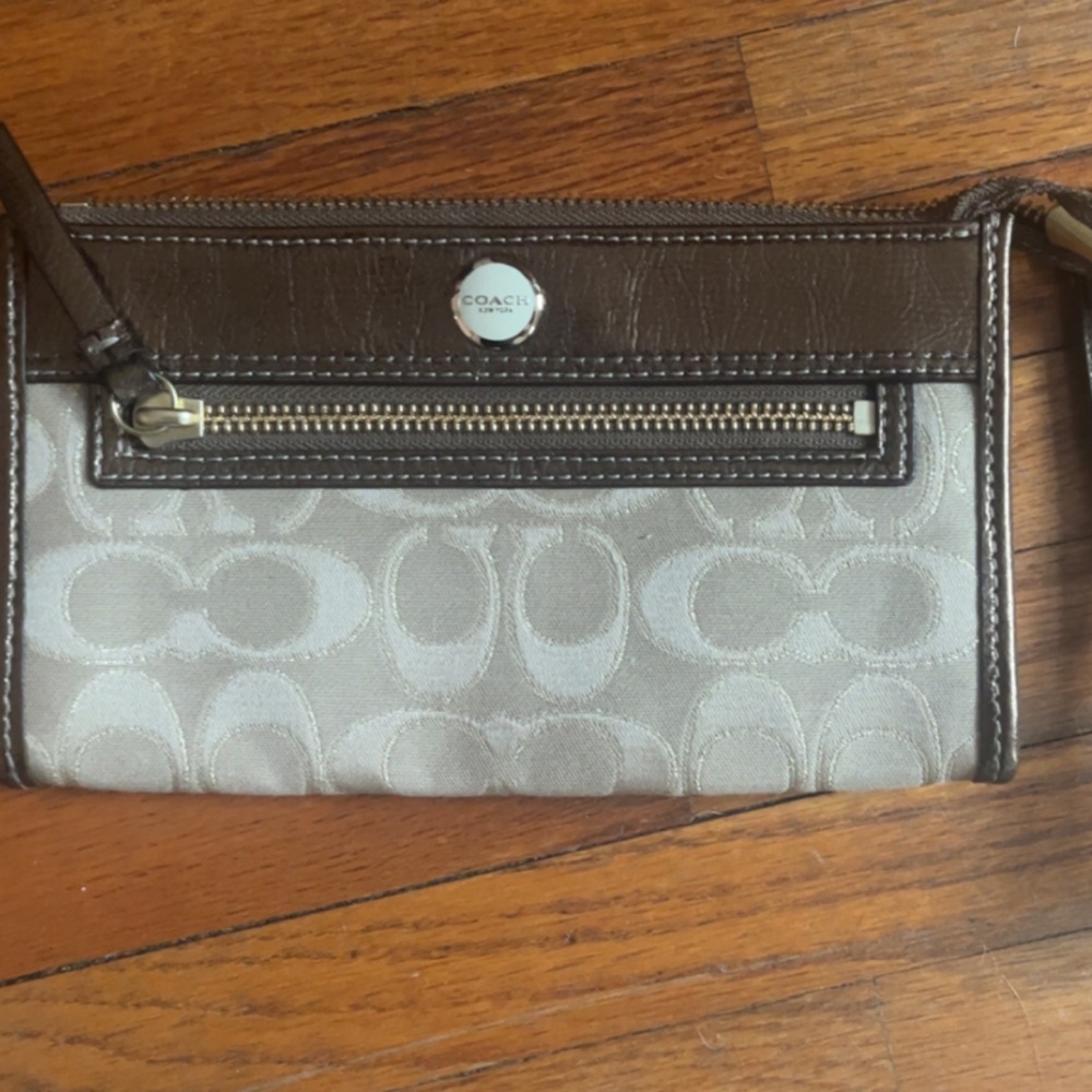 Small Coach Wristlet Tan